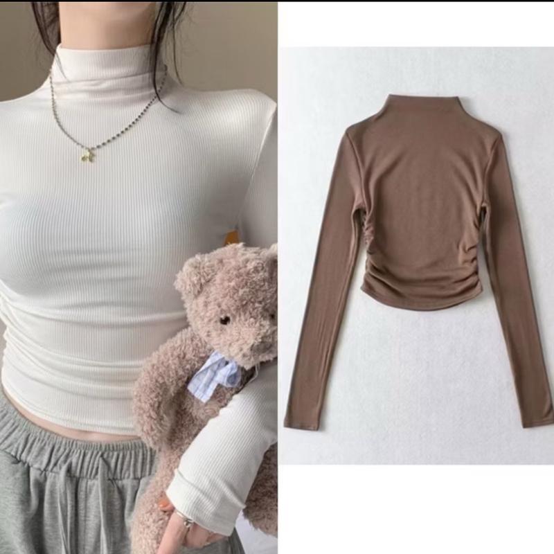  Áo thun nữ  áo thun cổ cao tay dài chất tăm mềm mát ,co giãn size dưới 53kg mã ht88 