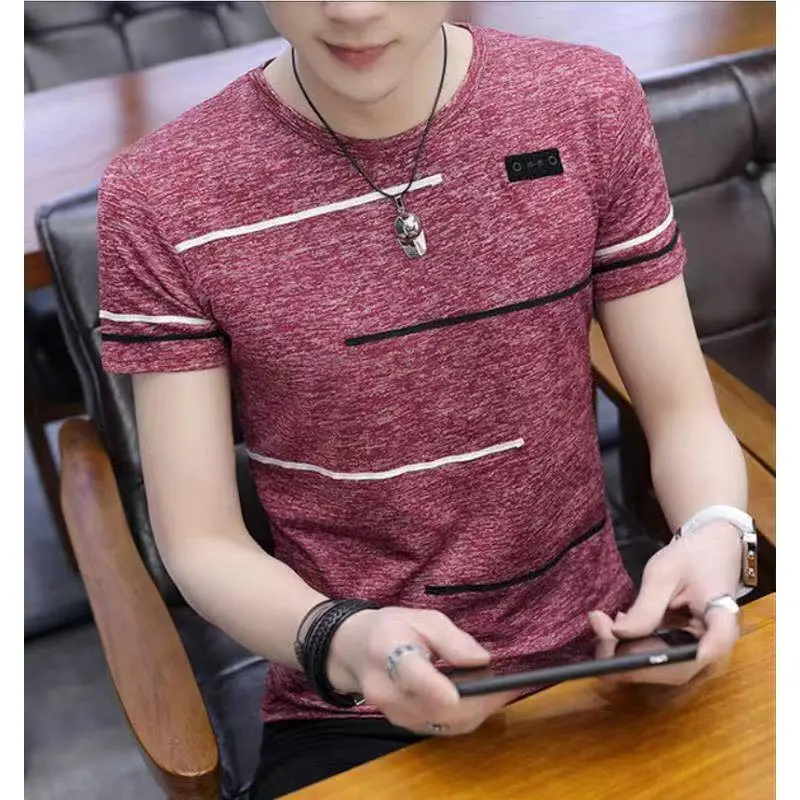 formal T-shirt korean round neck casual for men mens tops