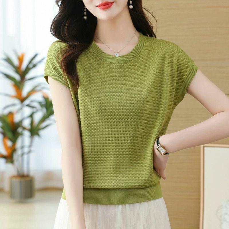 Product Introduction of Áo Cánh Dệt Kim, Dành Cho Phụ Nữ, ngắn Tay Áo, Áo Cánh Dơi, Áo Phông Nữ Dệt Kim, Cao Cấp, Làm Bằng Lụa Lạnh, Thích Hợp Cho Mùa Hè, Áo Thường Ngày Đồ Len Mỏng 1