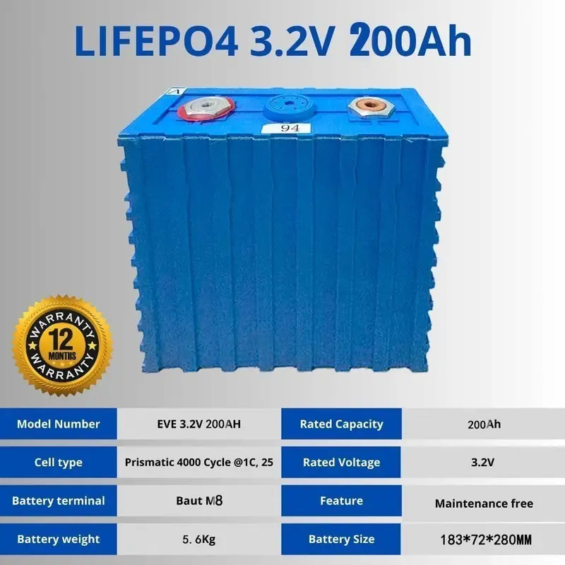Baterai Lithium CALB Baterai Lithium Fosfat 200ah Baterai Lithium Ion Lifepo4 3.2V UPS Baterai Golf Cart Sistem Sel Surya 4 Buah 4
