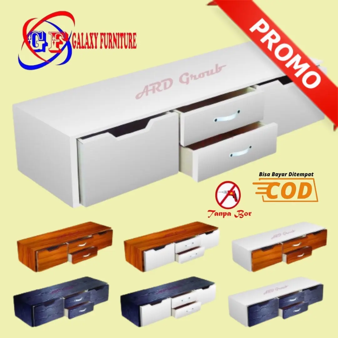(RL 011) Rak Dinding Laci 4 ( 80x20 ) Meja Nakas Tempel Dinding Gantung Minimalis Penyimpanan Kosmetik
