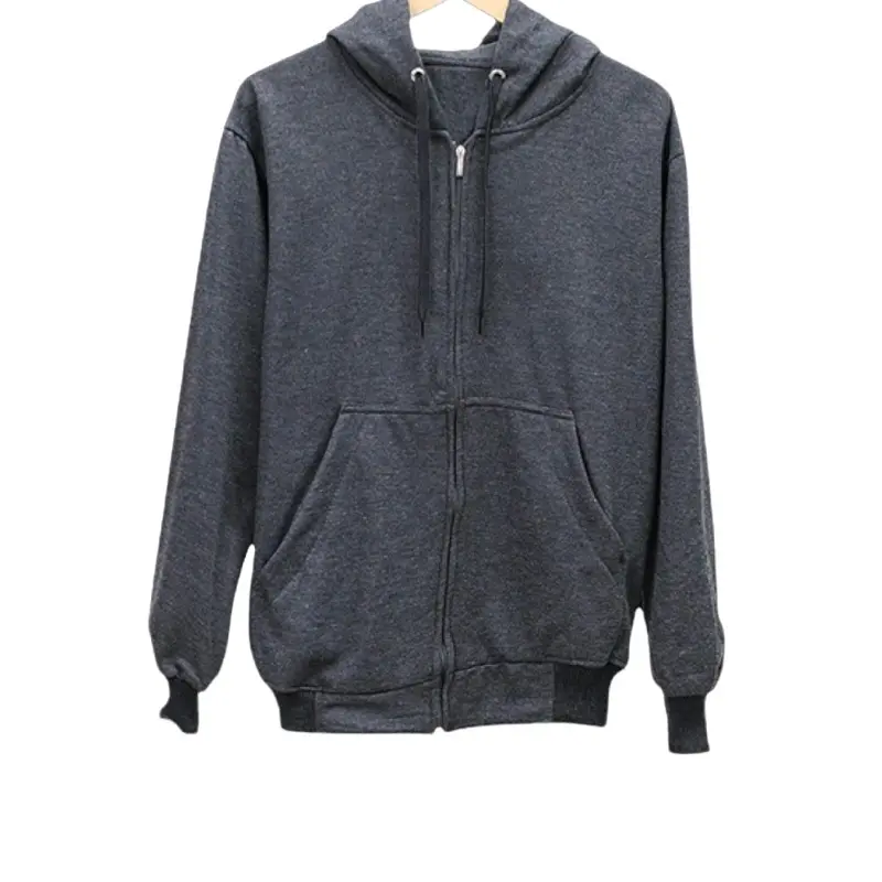 Jaket Hoodie Zipper Polos Dewasa Pria Wanita Ukuran L - XL - XXL Abu Army Fleece Sweater Distro 3