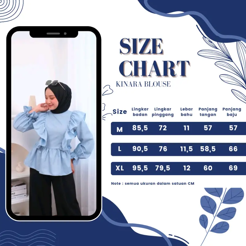 Kinara Blouse Bahan Katun (M -XL) / Atasan Wanita Lengan Panjang Blose Baju Cewek Blus Perempuan 1