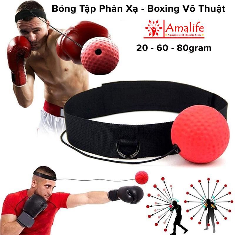 Bóng Tập Phản Xạ Boxing Treo Đầu Loại 1 Bóng Nặng 80gram – Bộ Bóng Phản Xạ Tập Đấm Bốc, Muay Thái Chính Hãng Amalife