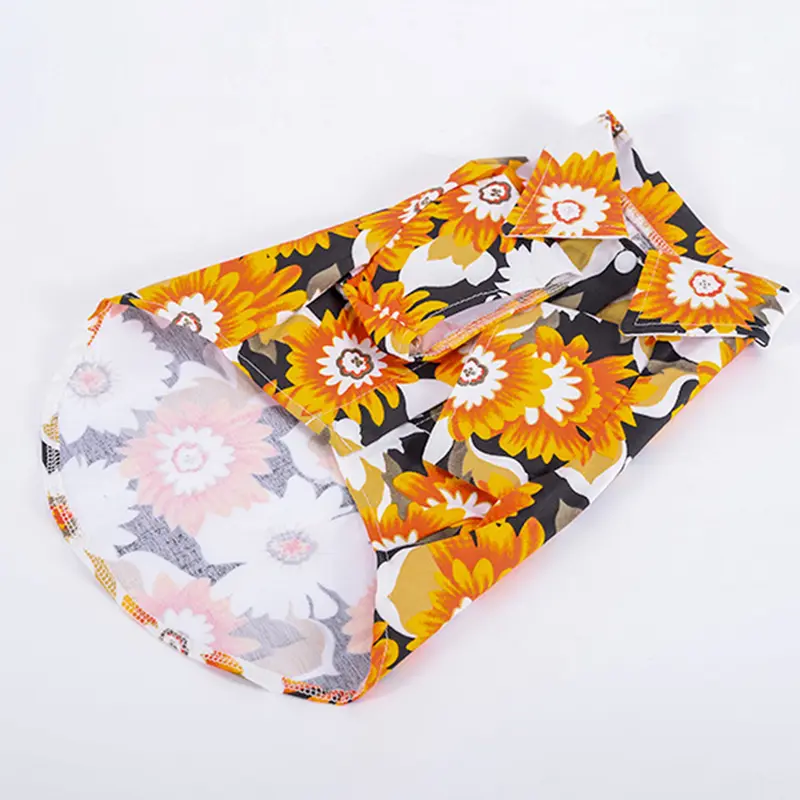 Xiahaone-Áo Thun Cho Chó Con, Phong Cách Bãi Biển Hawaii, In Hoa Cúc, Polyester, Cổ Áo Chui Đầu, Áo Cánh Cho Thú Cưng, Trang Phục Mùa Hè 2