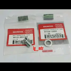 BAUT 12X15 PEMBUANGAN OLI MESIN BAWAH PLUS RING BEAT VARIO 110 125 150 160 SCOOPY SPACY PCX 150 160 ADV 150 GENIO 90131-883-000 DAN 94109-12000