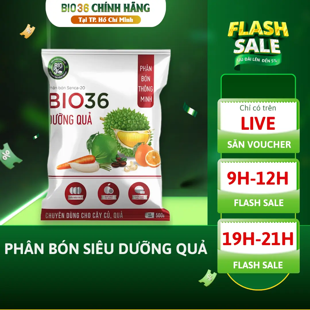 BIO 36 Siêu Dưỡng Quả Hỗ Trợ Làm Ngọt, Chống Sượng, Dày Cơm, Chống Rụng Nứt Quả (bio36 500g)