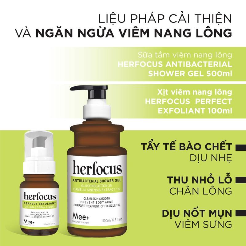 Giảm 40%Xịt viêm nang lông HERFOCUS 100ml + Sữa tắm viêm nang lông HERFOCUS 500ml - Bộ liệu trình viêm nang lông Mee Natural Cạo Râu Dưỡng Body Dưỡng Da Body | Xịn 2025| Xịn giá sốc | 90% người dùng 2