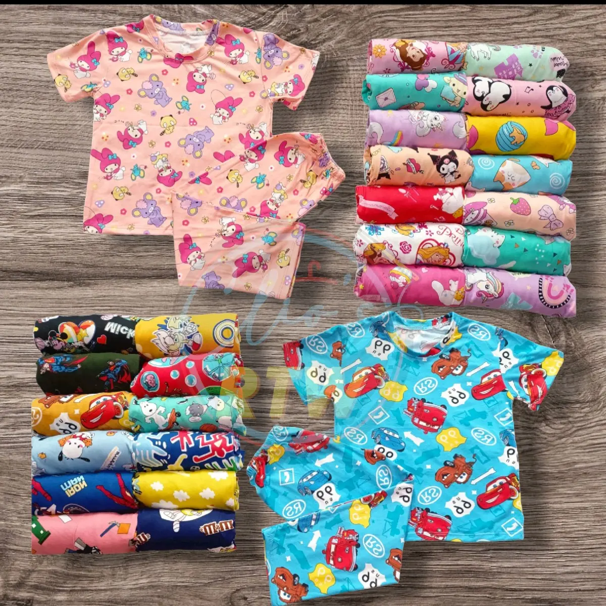 5 PAIRS - TSHIRT PAJAMA TERNO Kids Assorted Colors & Prints (Murang Terno Pajama Pantulog)