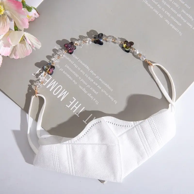 PREMIUM TALI MASKER RANTAI KOREA / TALI MASKER HEADLOOP / LANYARD MASKER / RANTAI MASKER KOREA / TALI MASKER ANAK FASHIONABLE / CONNECTOR MASK / KONEKTOR MASKER MUTIARA KRISTAL / PENGAIT MASKER HIJAB / STRAP MASKER 2IN1 2