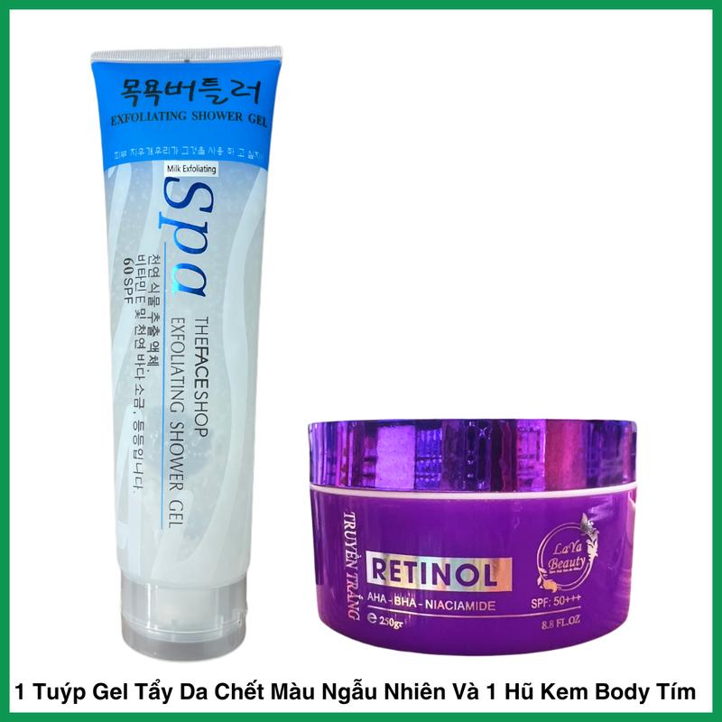 Combo 1 Tuýp Tẩy Da Chết Spa SP001610 Màu Ngẫu Nhiên Và 1 Hũ Kem Body Tím 250g SP000911