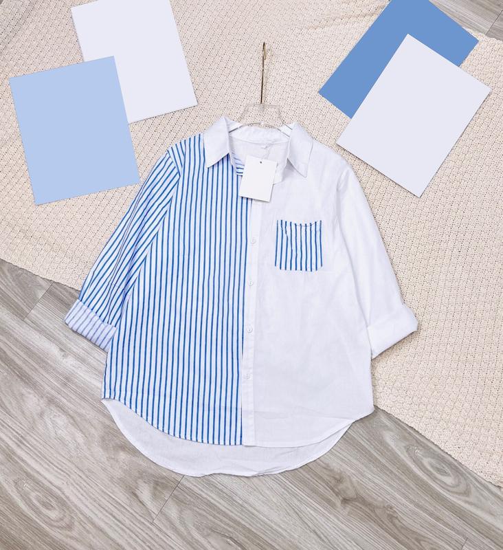 Áo sơ mi kẻ sọc dài tay, chất vải thô hàn cotton thoáng mát mềm mịn mã K1568 Top Women  hàn quốc 8