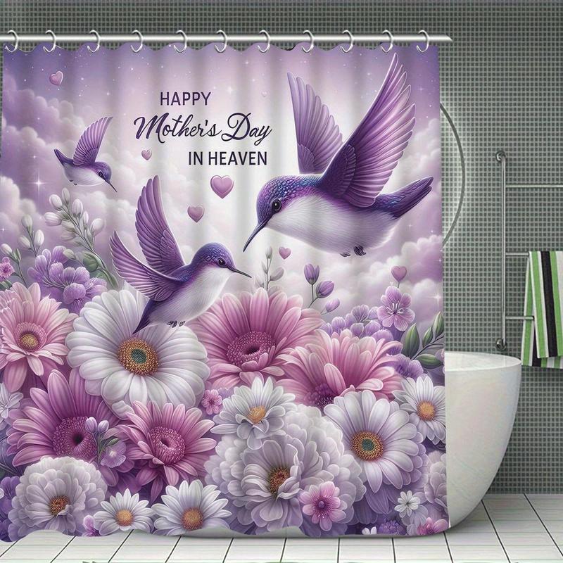 Product Introduction of Flower Pattern Bathroom Decorations, 4 Counts/set Including Shower Curtain & Toilet Lid Cover & Mat & U-shaped Mat, Bathroom Decor Supplies 2