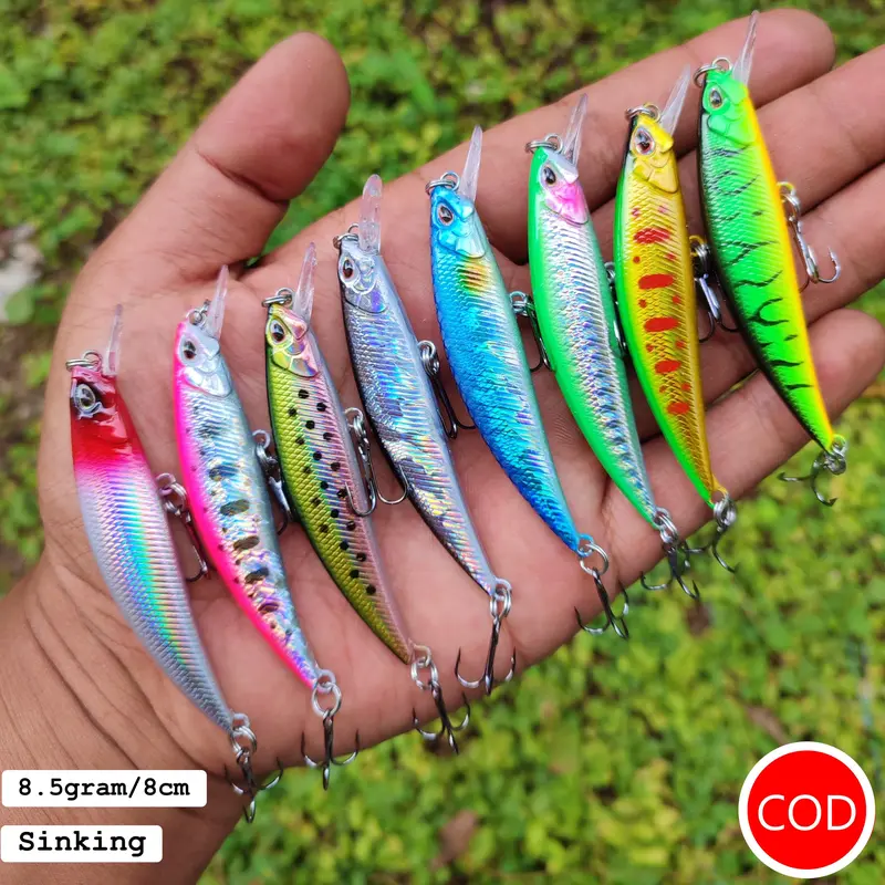 Minnow 8cm/8.5g Minow Casting Sinking Umpan Pancing Kesting Sungai Muara Laut 0