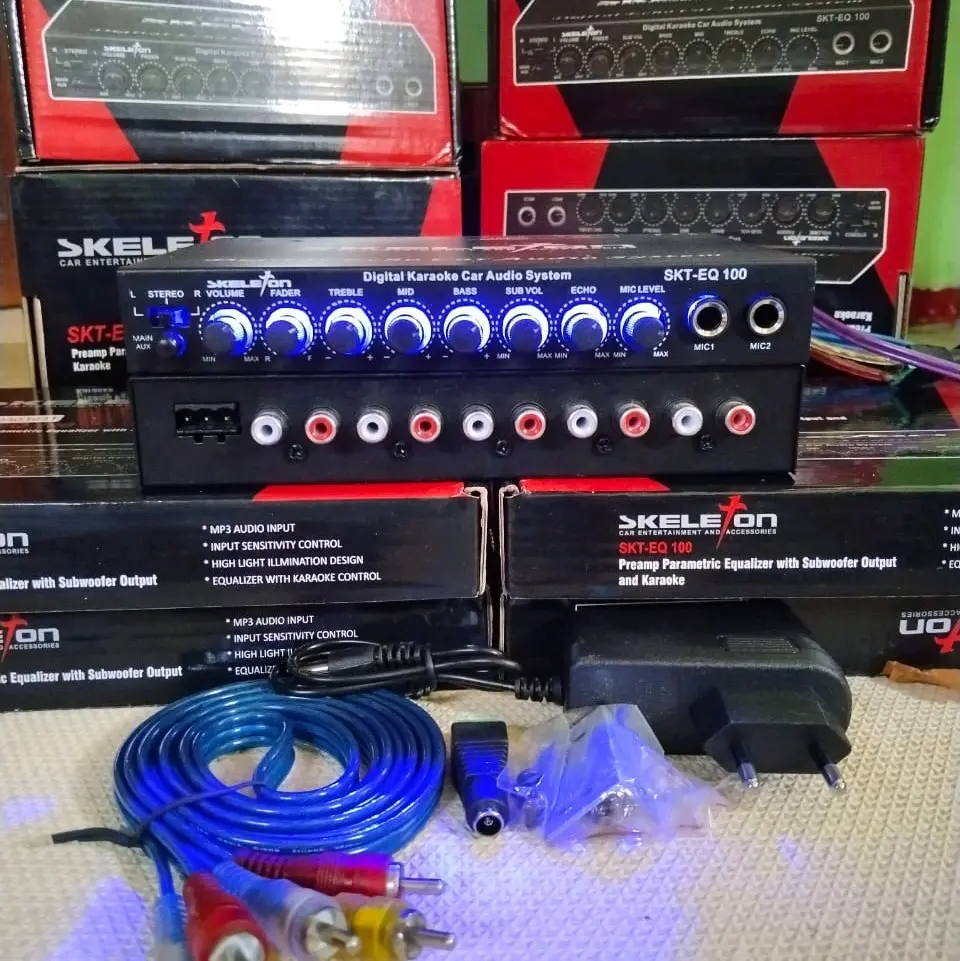 PARAMETRIK EQUALIZER EQ 100,PAKET LENGKAP RUMAH (PARAMETRIK,ADAPTOR +KABEL RCA AV)
