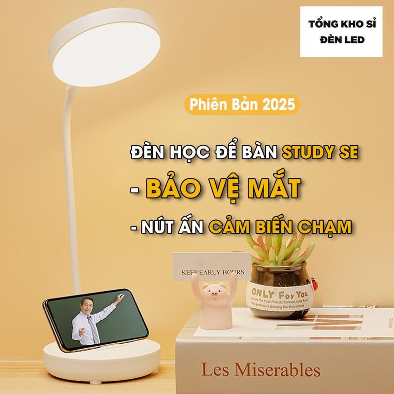 Đèn Học Để Bàn Nhỏ Gọn Bảo Vệ Mắt STUDY SE, Pin tích điện, cảm ứng chỉnh màu, chế độ sáng