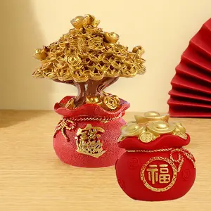 Pohon keberuntungan emas pohon uang china Ornamen Pohon Feng Shui Pajangan Meja Kasir Pajangan Meja