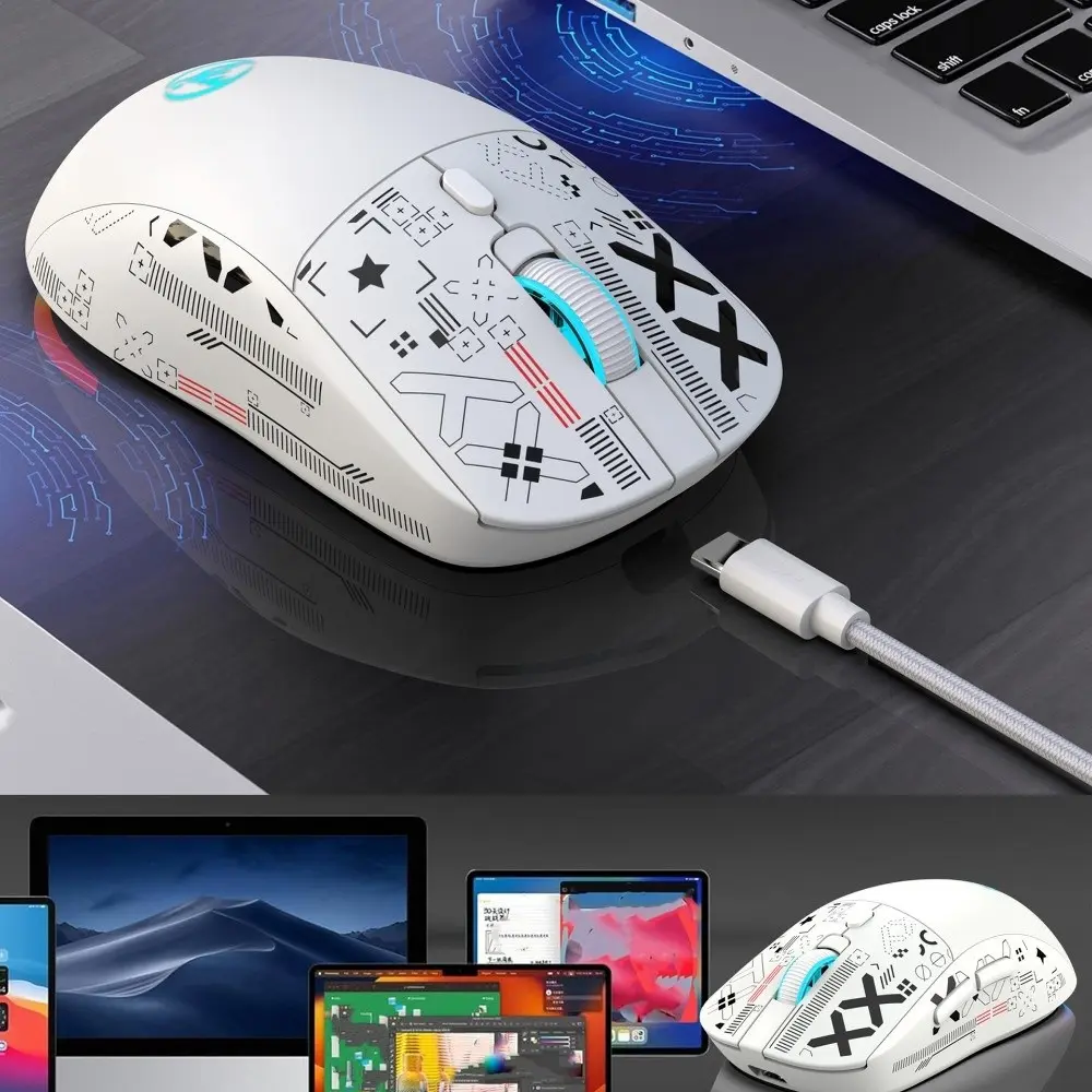 Lightweight 3-mode Wireless Gaming Mouse Colorful RGB Cool Print Laptop ...
