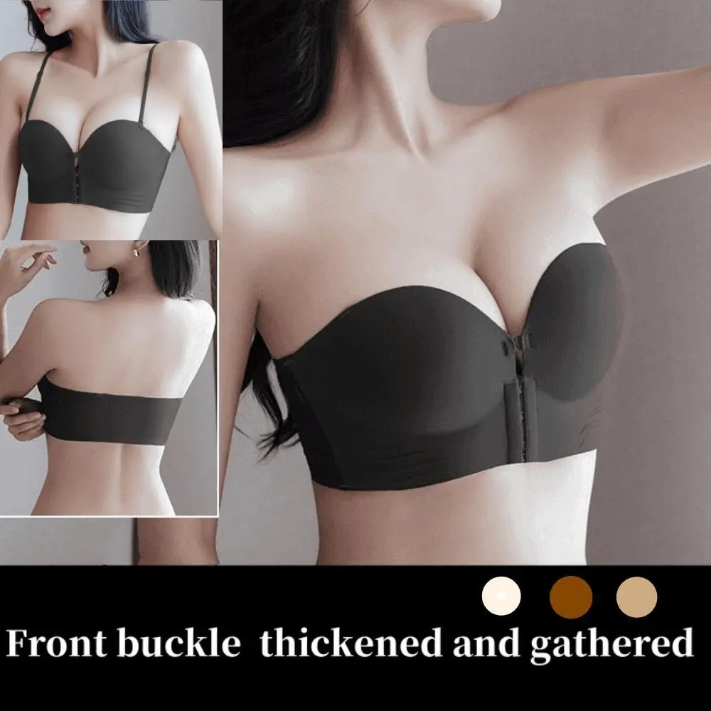 Áo Ngực Nữ, 4cm,Khóa Trước, Tiện Lợi, Chống Chảy Xệ, Không Có Dây Đeo Vai, Liền Mạch, Áo Trễ Vai, Không Có Vòng Thép