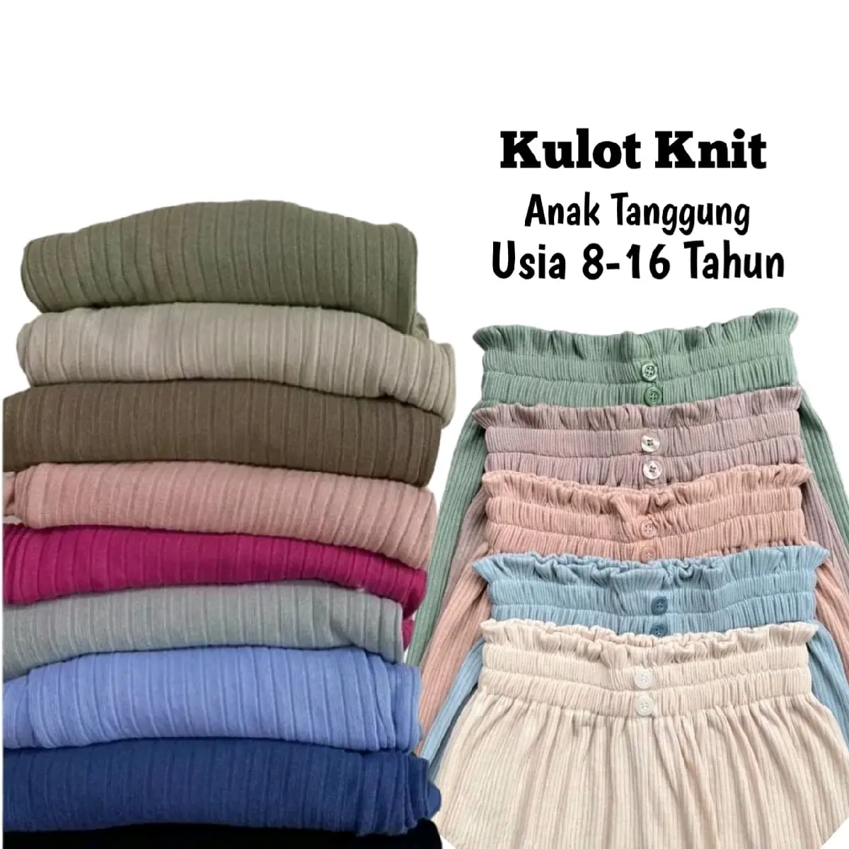 celana kulot knit/kulot knit anak/ celana knit anak tanggung 6-16th/ celana anak perempuan/ celana Polos Santai