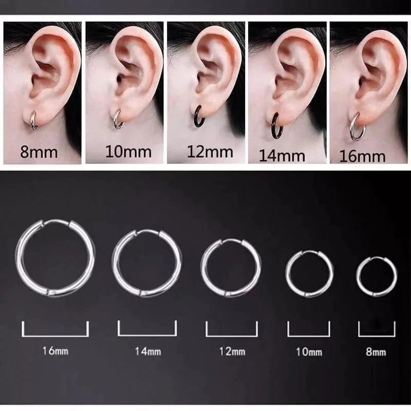 Anting Bulat Hoop Titanium Pria dan Wanita 1pasang Gold Hitam Earrings 3