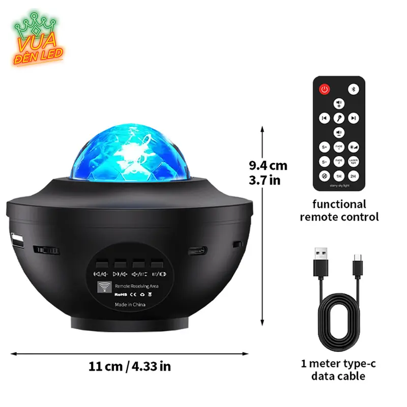 [ƯU ĐÃI LIVE] Đèn STARRY Chiếu Bầu Trời Sao GALAXY Trang Trí Decor Phòng, Làm Đèn Ngủ, Có Loa Bluetooth, Điều Khiển Từ Xa 7