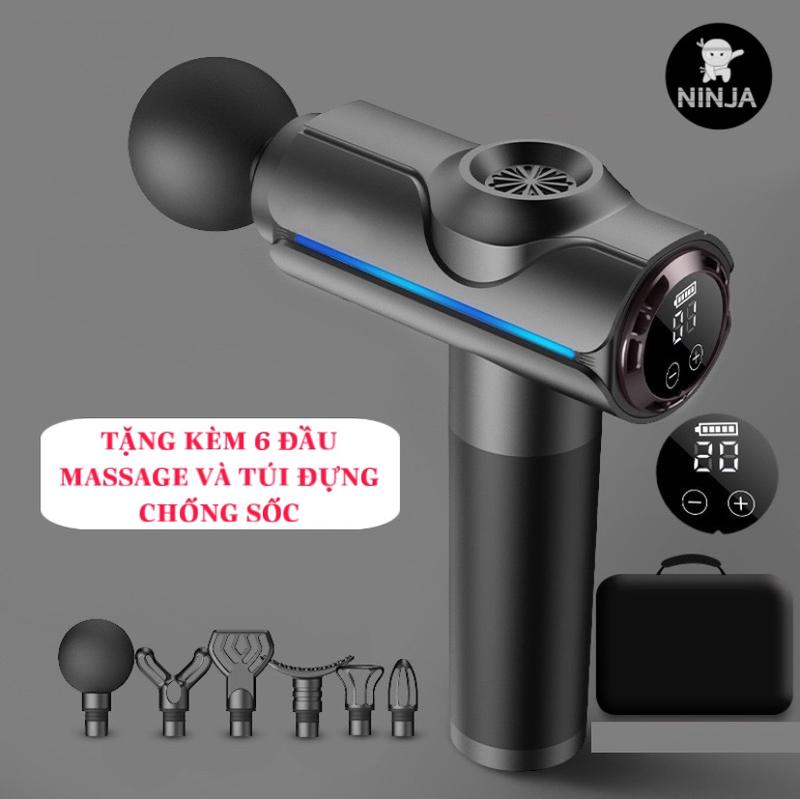 Product Introduction of Máy Massage Cầm Tay Cao Cấp. Động Cơ Không Chổi Than. Lực Đấm Siêu Mạnh 12800 vòng/ phút. Màn Hình Cảm Ứng LED LCD. Với 6 Đầu 20 Chế Độ. Pin 4000mAh. Thích Hợp Mát Xa Thư Giãn, Mát Xa Sau Khi Tập Luyện. 4