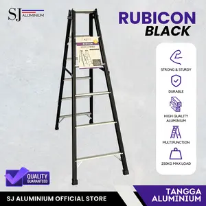 RUBICON - Tangga Lipat Aluminium Jumbo & Multifungsi Black / Hitam - Strong Aluminium Ladder - 1,75 Meter / 175 CM