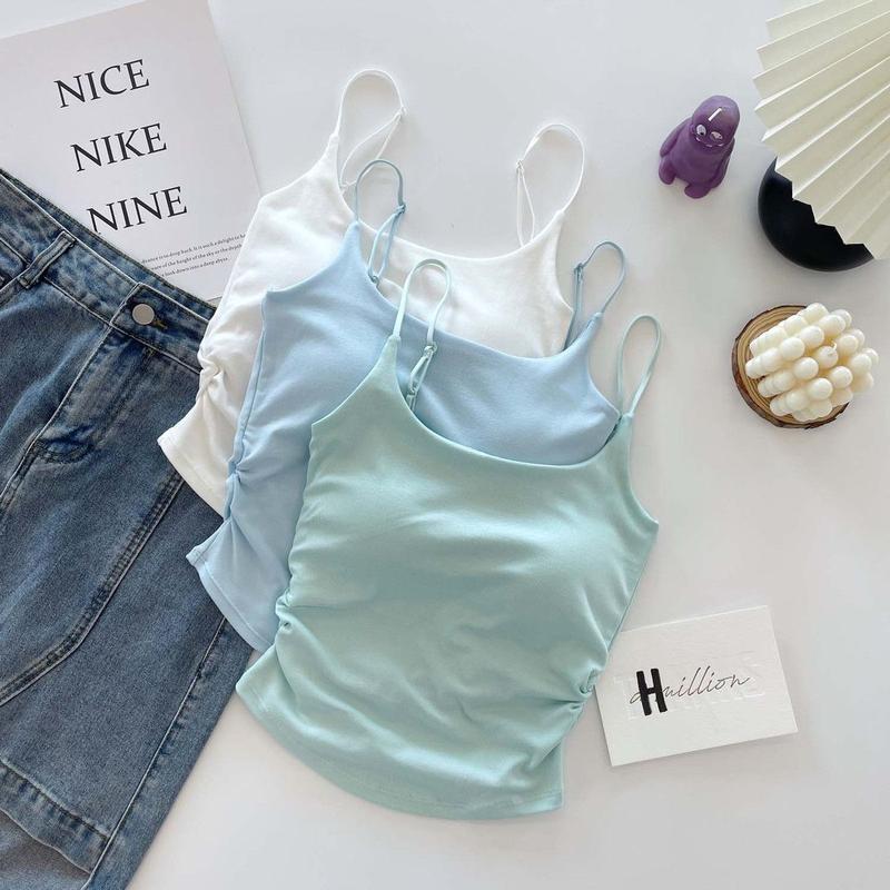 Product Introduction of [ 86k People Collection] Pure Desire Sweet and Spicy Camisole for Women, Inner Wear and Outer Wear, Beautiful Back Strap, Chest Pad, Ruched Design, Slim Fit, Flattering Top for Women 21