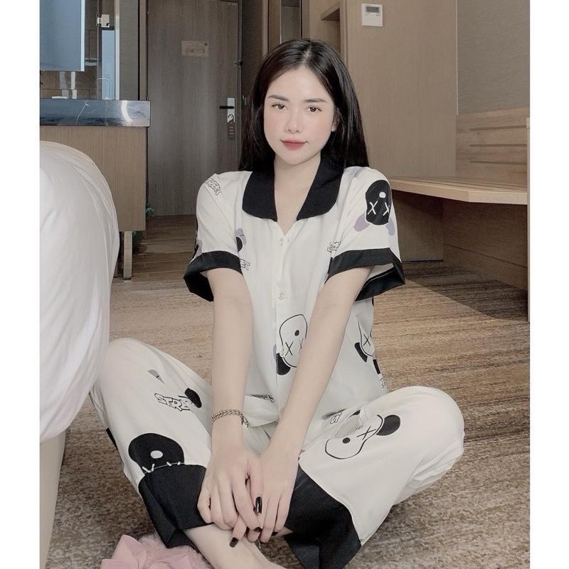 Product Introduction of [MUA 3 GIÁ TỐT] Bộ Đồ Ngủ Pyjama Nữ Áo Cộc Quần Dài – Thiết Kế Phối Viền Xinh Xắn, Họa Tiết Cute, Form Rộng Thoáng Mát (Size M, L 35-57kg) - Phụ Hợp Mặc Ở Nhà hay Đi Chơi 24