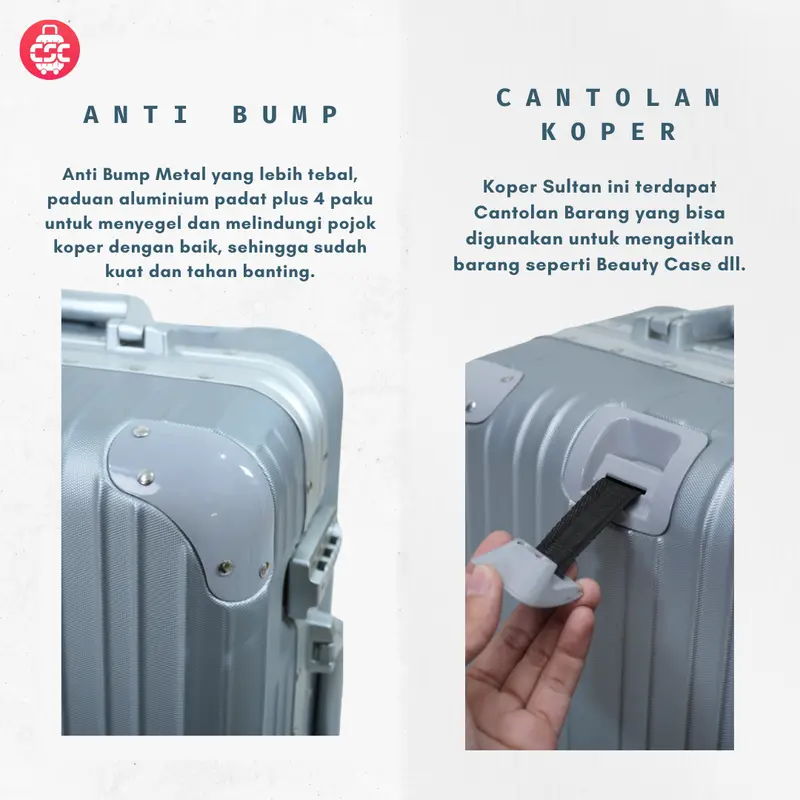 (6006) Koper Sultan Hitam 20, 24, 28 Inch Anti Bump Metal 4 Roda Ganda Putar 360° Smart Lock 3