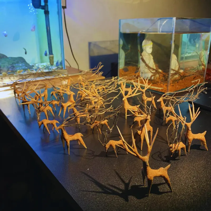 Huơu gỗ được làm thủ công từ lũa san đá trang trí bể cá, tiểu cảnh phong cách thiên nhiên 8