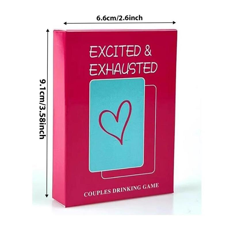 Product Introduction of Fun Playing Card Game Set, 1/5 Sets Excited & Exhausted English Board Game Cards for Lovers & Lovers Drinking Party Supplies, Home Broad Game Card Game, 12