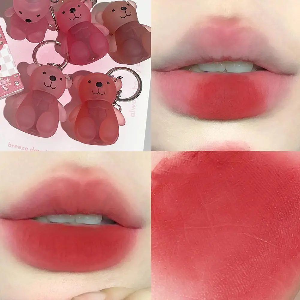 Cute Bear Velvet Lip Mud Little Bear Lip Gloss Moisturizing And Durability Lip Glaze Smooth Nature Matte Lipstick Versatile Lipstick
