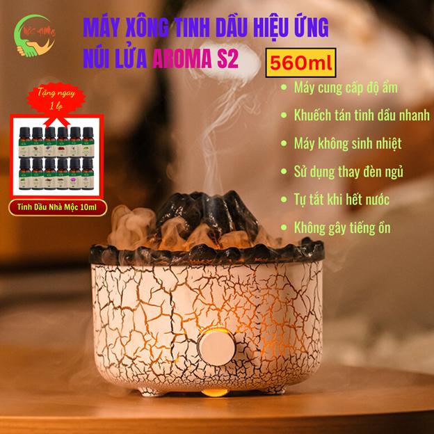 Máy Xông Tinh Dầu, Máy Khếch Tán Tinh Dầu Hiệu Ứng Núi Lửa Aroma S2, Phun Sương Công Nghệ Siêu Âm, Hết Nước Tự Tắt, Giải Tỏa Căng Thẳng Và Thư Giãn Đầu Óc