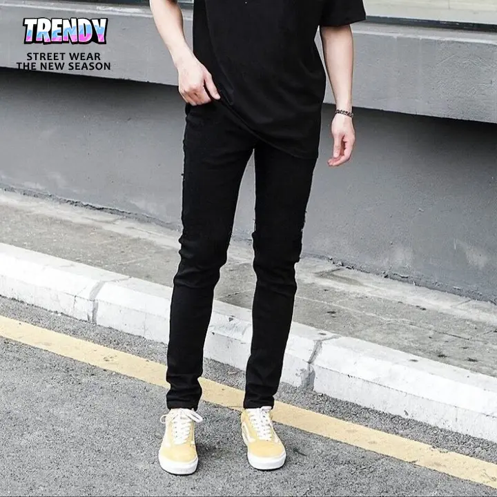 Quần jean nam đen trơn , quần bò jean giành cho boy phố , học sinh , sinh viên