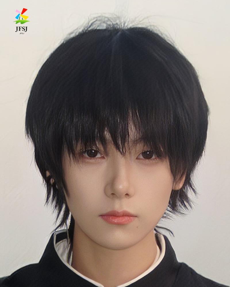 Product Introduction of Wig Ekor Serigala untuk Pria, Kepala Mullet Gaya Jepang, Poni Sedikit Terbagi, Alat Peraga Foto Gaya Anime, Penutup Rambut Kepala Penuh Halus 10