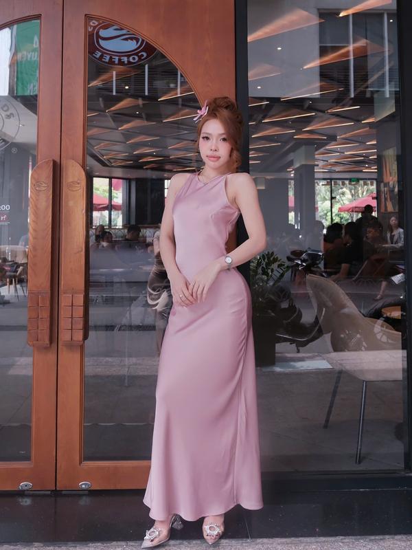 Đầm lụa Yếm dáng dài  ko dây kéo, lụa cao cấp Tô Châu, Size SML, giãn nhẹ ( LUA-7099) 4