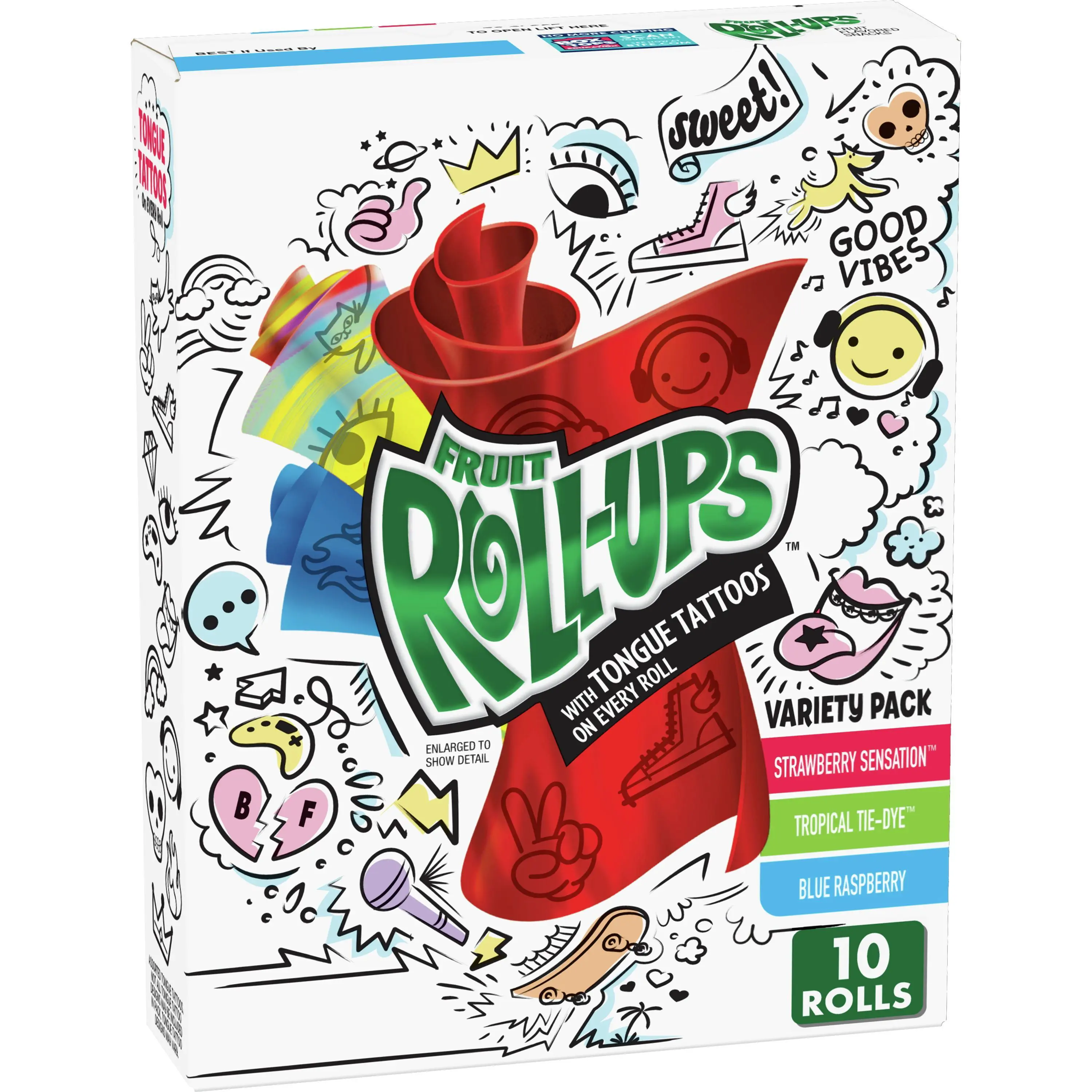 Fruit Roll-Ups Fruit Flavoured Snacks, Variety Pack 141g (10 x 14g Rollups)