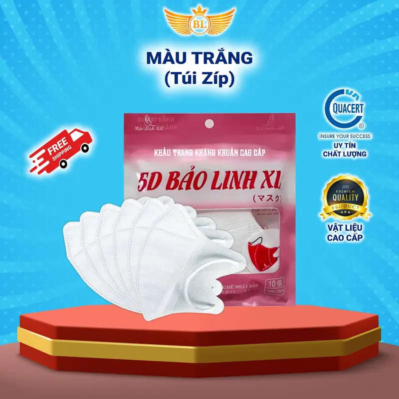 Thùng 100 chiếc khẩu trang 5D người lớn Bảo Linh XL chính hãng cao cấp dày dặn chống vi khuẩn, chống bụi mịn, chống tia UV. Nam Kiềng 1