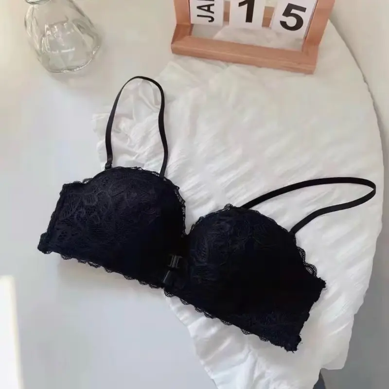 ÁO LÓT NÂNG NGỰC REN CÀI TRƯỚC , ĐỆM BÁN TAY CHỐNG TUỘT , DÂY QUAI CÓ THỂ THÁO RỜI Nữ Bra Women Voi Voan Đen tạo khe không gọng 5