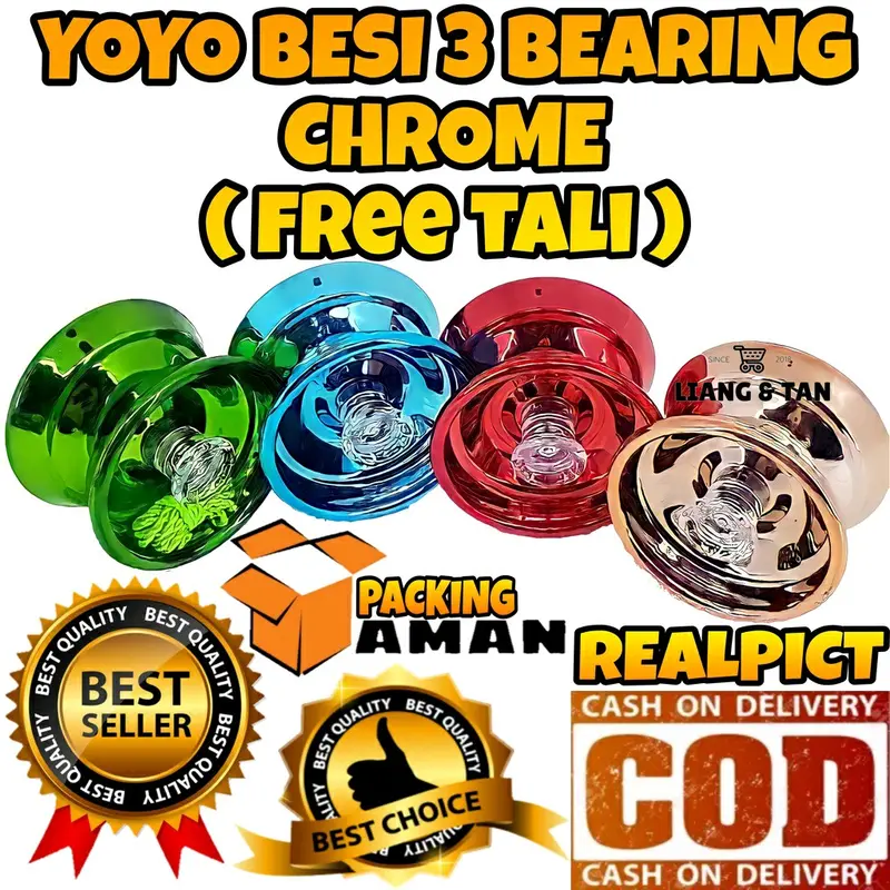 MAINAN YOYO CHROME METALIK DENGAN 3 BEARING SOUND LAKER/YOYO BESI METALIK LAKER SUARA 0