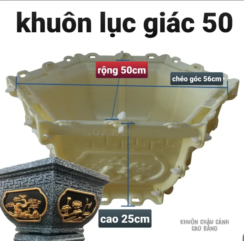 Khuôn đúc chậu cảnh lục giác 50 và chân đôn 1