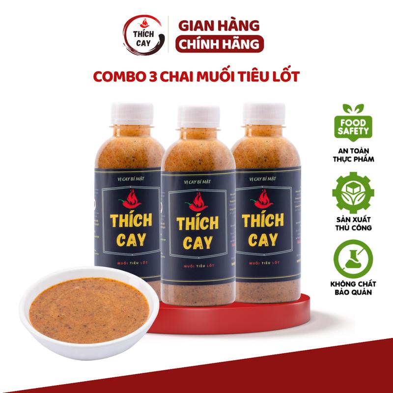Combo 3 Chai Nước Chấm Muối Tiêu Lốt Thích Cay 120ml Chấm Gà Luộc, Tương Chấm Nem, Chấm Chả, Cay Thơm Ngon Nước Chấm Trứng Luộc