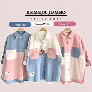 Nada Kemeja Wanita S M L XL XXL 3XL 4XL 5L - Kemeja Jumbo Ld 110 120 130 140 - Matt Crinkle Lengan Panjang
