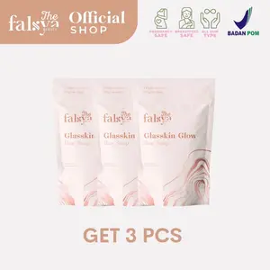 (GET 3 PCS) Sabun Glasskin Glow Bar Soap by The Falsya Beauty Pencerah Membersihkan Kulit Hitam dan Kusam Perawatan Mencerahkan Tangan Kaki Memutihkan Memudarkan Kotoran