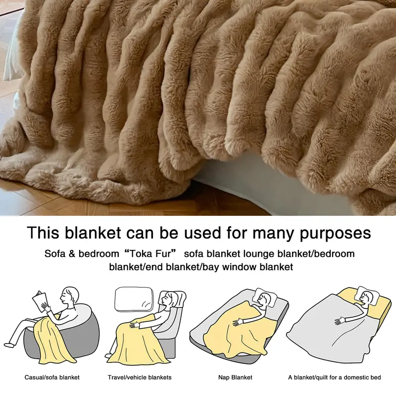 Solid Color Fluffy Blanket, 1 Count Soft Comfortable Warm Throw Blanket, Air Conditioned Room Bed Blanket, Bedding Supplies for Home Office Travel 6