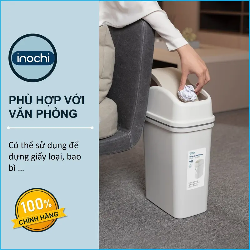[CHÍNH HÃNG] Thùng Rác Thông Minh Nắp Lật - Inochi - Làm thùng rác Khách Sạn, Văn Phòng Đồng 1