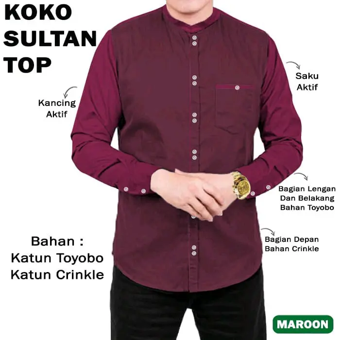 RAYA COLLECTION KEMEJA KOKO LENGAN PANJANG SULTAN TOP CRINKLE