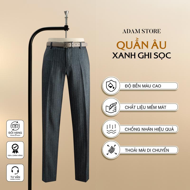 QUẦN ÂU ADAM STORE XANH GHI SỌC Q282